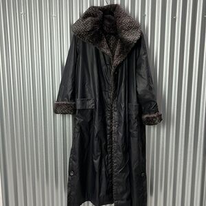 RARE Vintage Rolf Schulte design team reversible rain and fur lined trench coat